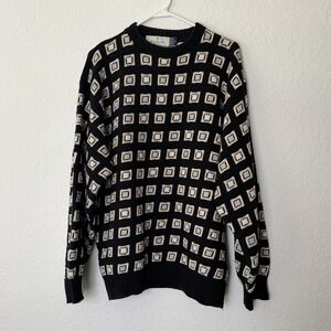 Vtg Bill Blass Sweater Mens Large Knit Crewneck Grandpa Cotton 90s Grunge Cosby